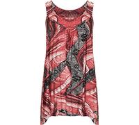Plus Size Womens Sequin Print Ladies Sleeveless Long Swing Vest Top - Red - 16