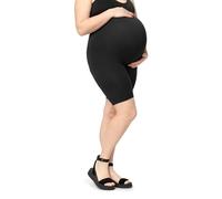Plus Size Women's Short Maternity Leggings Made of Viscose MS10-462 (Black, 6XL)