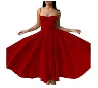 Plus size Women's Summer-Vintage Sexy-Elegant Party Dress - Strap A-Line Sleeveless Long Sundress with Pockets for Party Vacation Wedding Bridesmaid Cocktail Formal Occasion Dress for Ladies UK