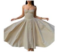 Plus size Women's Summer-Vintage Sexy-Elegant Party Dress - Strap A-Line Sleeveless Long Sundress with Pockets for Party Vacation Wedding Bridesmaid Cocktail Formal Occasion Dress for Ladies UK