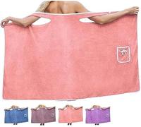 Plus Size Women's Wearable Shower Skirt,2 Button Design Adjustable Closure,Water Absorption, Quick Drying Beauty,Soft Friendly,Bath Towels,Four Seasons Wearable Bathrobe (Pink, One Size)