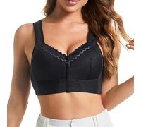 Plus Size Yoga and Night Sports Bra with Front Side Buckle Lace Trim Seamless Underwire Adjustable and Adjustable Ruched Bra