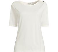 Plus Supima Boatneck Button Shoulder Tee lands end Ivory 16-18