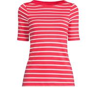 Plus Supima Cotton Boat Neck Elbow Sleeve Top lands end Red 16-18