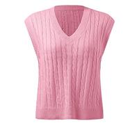Plus Sweater Vest Women Casual Print Sleeveless V Neck Ribbed Knit Split Pullover Sweater Vest Blouse No Sleeve Sweater Vest (RD1, M)