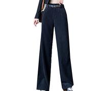 Plus Velvet Thick Corduroy Wide-Leg Pants Winter High Waist was Thinner Drape Loose Corduroy Straight-Leg Pants Trousers Black