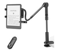PlusAcc Page Turner Holder for Kindle - Gooseneck Reader Mount, Lie in Bed and Read, Adjustable Hands Free Desk Bedside Arm Stand, Compatible with Kindle, Kobo, and Tablet Accessories