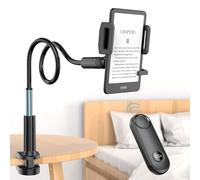 PlusAcc Page Turner Holder for Kindle - Gooseneck Reader Mount, Lie in Bed and Read, Adjustable Hands Free Desk Bedside Arm Stand, Compatible with Kindle, Kobo
