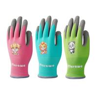 Plusawa 3 Pairs Kids Gardening Gloves Non-Slip,Breathable & Flexible Protective Glove with Palm Latex Coating for Girls and Boys (L)