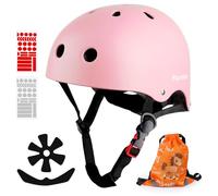 Plusawa Kids Bike Helmet, Adjustable Toddler Helmet for 2-15 Years Old, Boys Girls Multi-Sport Kids Helmet for Cycling, Skateboarding, Scooter, Skating 48-58CM (Pink, XS (48-52cm))