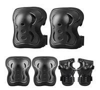 Plusawa Kids Knee Pads, Elbow Pads, Wrist Guards, Glow-in-the-Dark, Sports Protective Gear Set for Skateboard, Cycling, Roller Skates and Outdoor Activities 0-50KG (Black, M)