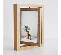 PLUSCHEN 5x7 Spinning Picture Frame Rotating Photo Frame Vertical or Horizontal Tabletop Display Double-Sided Picture Frame Plexiglass