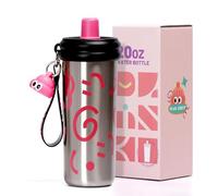 pluseight Stainless Steel Tumbler with Straw, 600ml/20oz Tumbler with Leak Proof, Reusable Double Walled Water Bottle, Thermo Coffee Travel Mug (Silver)