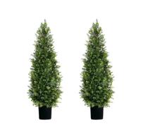 PlusFive 2pcs 120cm Artificial Cypress Tree Fake Cedar Tree in Pot UV Resistant Outdoor Artificial Plants, Faux Topiary trees for Indoor Outdoor Home Garden Balcony Patio Entryway Front Porch Decor