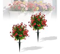PlusFive 2pcs Artificial Violet Topiary Balls Trees with Ground Spikes, 60cm Artificial Boxwood Topiary Trees, UV Resistant Artificial Plants Outdoor Faux Greenery Shrubs for Home Garden Yard Patio