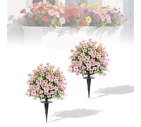 PlusFive 2pcs Artificial Violet Topiary Balls Trees with Ground Spikes, 60cm Artificial Boxwood Topiary Trees, UV Resistant Artificial Plants Outdoor Faux Greenery Shrubs for Home Garden Yard Patio