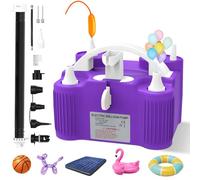 PlusFive 4-in-1 Electric Balloon Pump for All Balloons, Multi-Functional Air Pump with Dual Motor, Electric Pump for Quick Inflate & Deflate Latex/Foil/260q/Long Balloons& Balls& SwimmingPool & Airbed