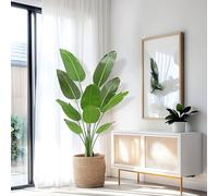 Plusfive Artificial Bird of Paradise Plant 160cm Fake Palm Tree with 10 Leaves Tropical Fake Plant Artificial Banana Tree in Pot Faux Plants for Indoor Outdoor House Decoration Housewarming Gift