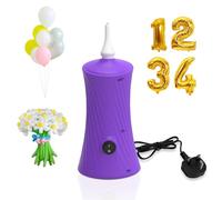 PlusFive Electric Balloon Pump UK Plug, Electric Air Pump for Letters & Long & Foil Balloons, Portable Ballon Inflators Blower Machine for Birthday Party Wedding Christmas Ballon Decorations (PURPLE)