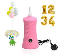 PlusFive Electric Balloon Pump UK Plug, Electric Air Pump for Long Balloons and Foil Balloons, Portable Balloon Inflators Blower Machine for Birthday Party Wedding Christmas Ballon Decorations (PINK)