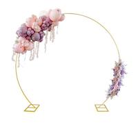 PlusFive Round Balloon Arch Stand, 2.5m Gold Wedding Arch Backdrop Stand, Big Size Semicircle Balloon Hoop for Festival Party Christmas NewYear's Birthday Wedding Baby Shower Graduation Decorations