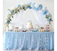 PlusFive Semi-Circle Over The Table Rod Stand with Clamps, Adjustable Half Round Table Arch with Clamps Gold Metal Table Arch Stand Over Table Hanging Rail for Christmas Birthday Banquet Anniversary