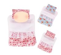 Plush Accessories for 17 cm Dolls, Doll Sleeping Bag + Pillow in Floral Style Dolls Accessories with Tropical Fruits, Floral Pattern with Lace Border, Gifts for Little Girls