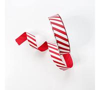 Plush Addict Candy Stripe Christmas Ribbon for Floral, Gift Wrapping, Christmas Tree, Ornaments, Wreaths, Bows, Holiday Decorations and General Crafts - Red - 22mm Wide x 5 Metre