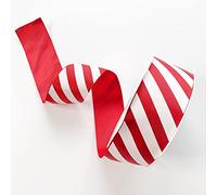 Plush Addict Candy Stripe Christmas Ribbon for Floral, Gift Wrapping, Christmas Tree, Ornaments, Wreaths, Bows, Holiday Decorations and General Crafts - Red - 38mm Wide x 5 Metre