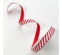 Plush Addict Candy Stripe Christmas Ribbon for Floral, Gift Wrapping, Christmas Tree, Ornaments, Wreaths, Bows, Holiday Decorations and General Crafts - Red - 16mm Wide x 1 Metre