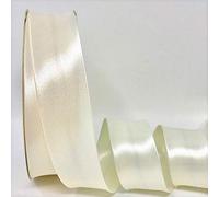 Plush Addict Double Fold Satin Bias Binding Tape for Sewing, Seaming, Stitching, Piping, Hemming, Quilting, Patching, Outfits and Crafts - Ivory - 30mm x 1 Metre
