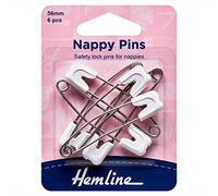 Plush Addict Every Type Of Safety Pins for Dressmaking, Repairs, Sewing, Quilting and Crafts - Safety Lock Nappy Pins - White - 56mm - 6pcs