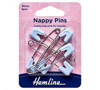 Plush Addict Every Type Of Safety Pins for Dressmaking, Repairs, Sewing, Quilting and Crafts - Safety Lock Nappy Pins - Blue - 56mm - 6pcs