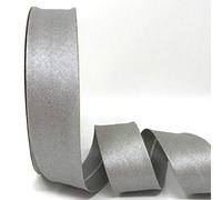 Plush Addict Single Fold Metallic Cotton Bias Binding Tape for Sewing, Seaming, Binding, Hemming, Quilting and Crafts - Silver - 30mm x 5 Metres