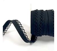 Plush Addict Single Fold Picot Lace Crochet Edge Bias Binding for Sewing, Stitching, Piping, Hemming, Quilting, Outfits and Crafts - Black - 12mm x 5 Metres