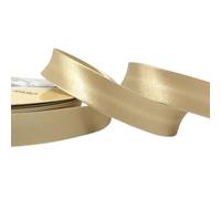 Plush Addict Single Fold Satin Bias Binding Tape for Sewing, Edging, Stitching, Hemming, Trimmings, Accessories, Outfits and Crafts - Soft Gold - 18mm Wide x 5 Metre