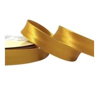 Plush Addict Single Fold Satin Bias Binding Tape for Sewing, Edging, Stitching, Hemming, Trimmings, Accessories, Outfits and Crafts - Old Gold - 18mm Wide x 5 Metre