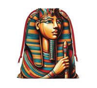 Plush Ancient-Egyptian-Art-God Christmas Drawstring Present Bags Large Size, Soft Velvet Goodie Bags With Red Ribbon Closure For Holiday Party Favors And Present Wrapping