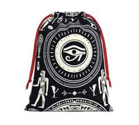 Plush Ancient-Egyptian-Hieroglyphic Christmas Drawstring Present Bags Large Size, Soft Velvet Goodie Bags With Red Ribbon Closure For Holiday Party Favors And Present Wrapping