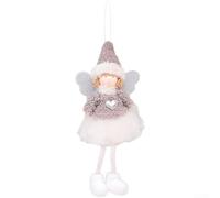 Plush Angel Girl Hanging Ornament for Christmas Tree Decoration Made from Soft Material with Wing and Star Features for Festive Use (Gray)