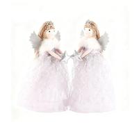 Plush Angel Tree Topper with Fairy Stick, 26cm High Christmas Tree Decor for Holiday Home Decorations (2pcs Light Gray)