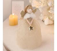 Plush Angel Tree Topper with Fairy Stick, 26cm High Christmas Tree Decor for Holiday Home Decorations (Gold)