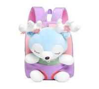 Plush Animal Backpack - Detachable Plush Reindeer Doll, Small Kids Backpack, Snack Travel Bag with Straps, Cute Preschool Backpack for Boys and Girls, , Purple, riferimento alla descrizione