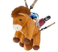 Plush Animal Backpack | Soft Horse Bag | Cartoon School Bag, for Children Elementary School Kindergarten Travel Daycare Picnic Weekend Outing for Boys and Girls, brown, riferimento alla