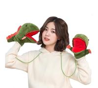 Plush Animal Dinosaur Gloves Cute Dragon Hamster Gloves Winter Warm Cartoon Animal Mittens Full Finger Gloves Hand Warmer Handwear Halloween Christmas Cosplay Party Costume Gloves For Adults Kids