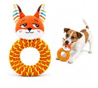 Plush Animal Dog Chew Toy with Ring/Ball，Elephant with Treat-Hiding Ring