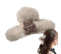 Plush Animal Hairpins Plush Bear Large Hair Claw Crab Clips Reusable | Plush Adorable Fuzzy Cute Soft Crab Hair Accessories for Women Girls Friends Birthday Party Daily Wear Bear Lovers Cuddly