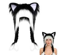 Plush Animal Hat: Soft and Warm Faux Cat Hat, Animal Hat, Cute Winter Hats with Cat Ears, Cosplay Headband for Dress-up, Costume Headband
