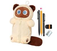 Plush Animal Pencil Case, Multifunctional Plush Animal Pouch, Cartoon Cat Pen, 13.78x7.87 inches Soft Stationery Storage Bag for College, School, Adult, Teen Girl, Boy
