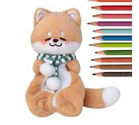 Plush Animal Pencil Pouch, Large Capacity Stationery Bag, 20cm Soft Plush Organizer, Sturdy Polyester Zipper Storage, School College Travel Bag for Erasers Rulers Markers Lipsticks Earphones
